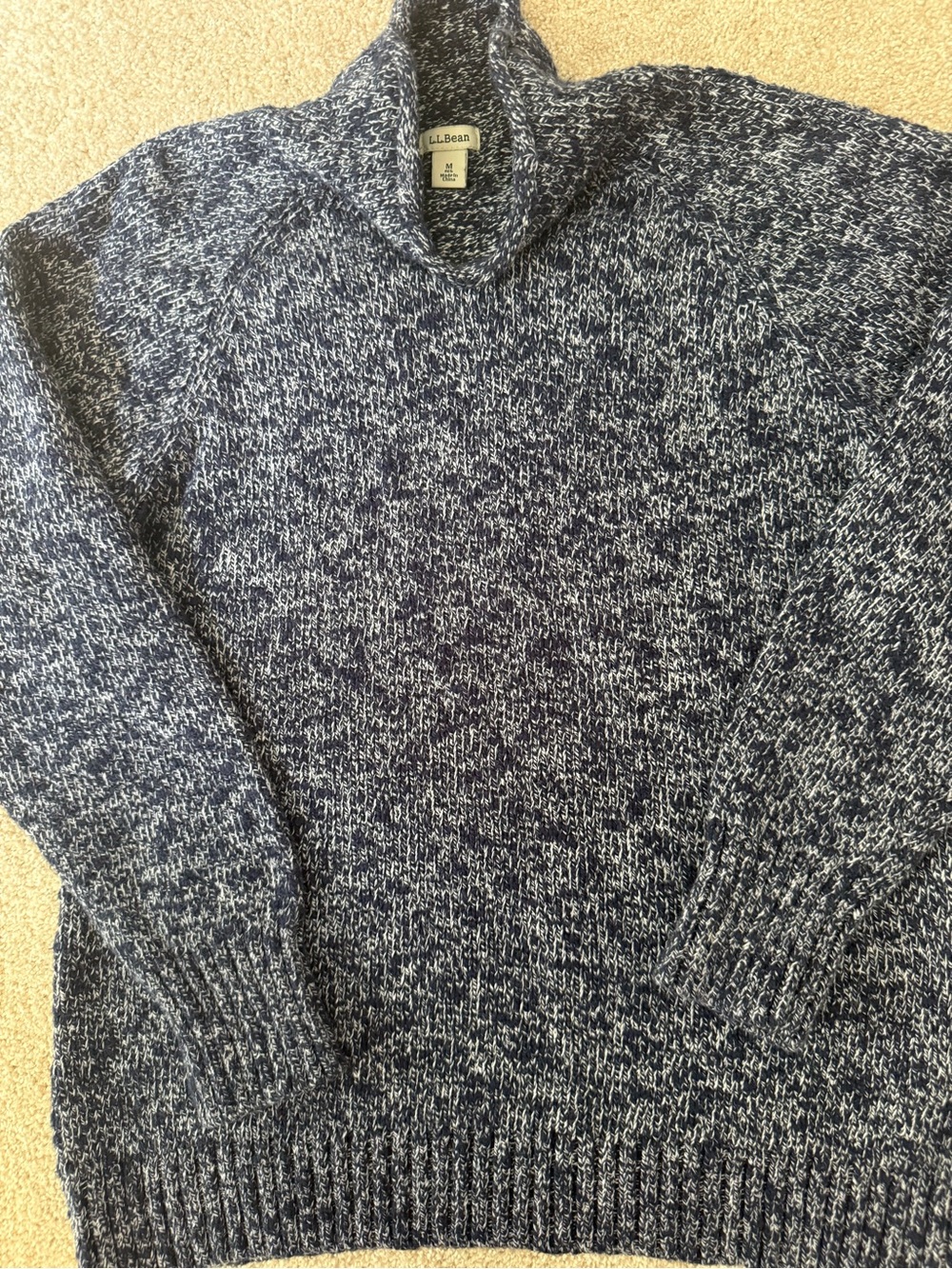 L.L. Bean Navy Marled rolled neck Collar Sweater